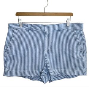Loft | Blue White Striped Chino High Rise Shorts Size 32/14 3" Inseam